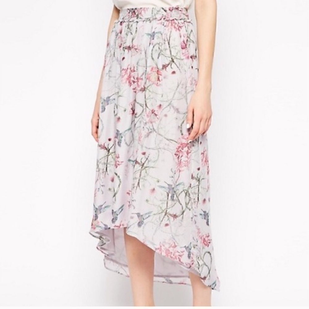 French connection silk Eden of Zola printed midi skirt size small
